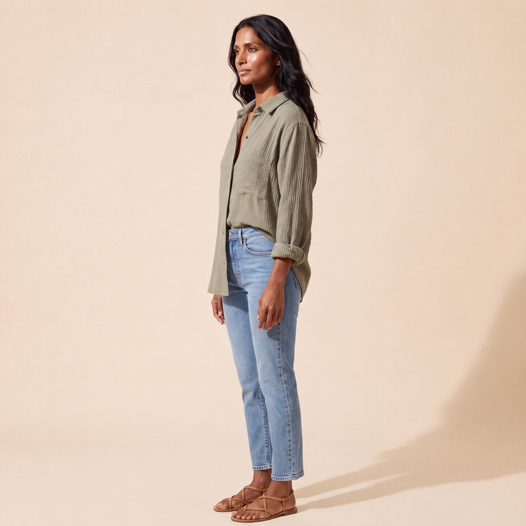 Women's Relaxed Double Cloth Shirt - Soft & Stylish Comfort — Main Model