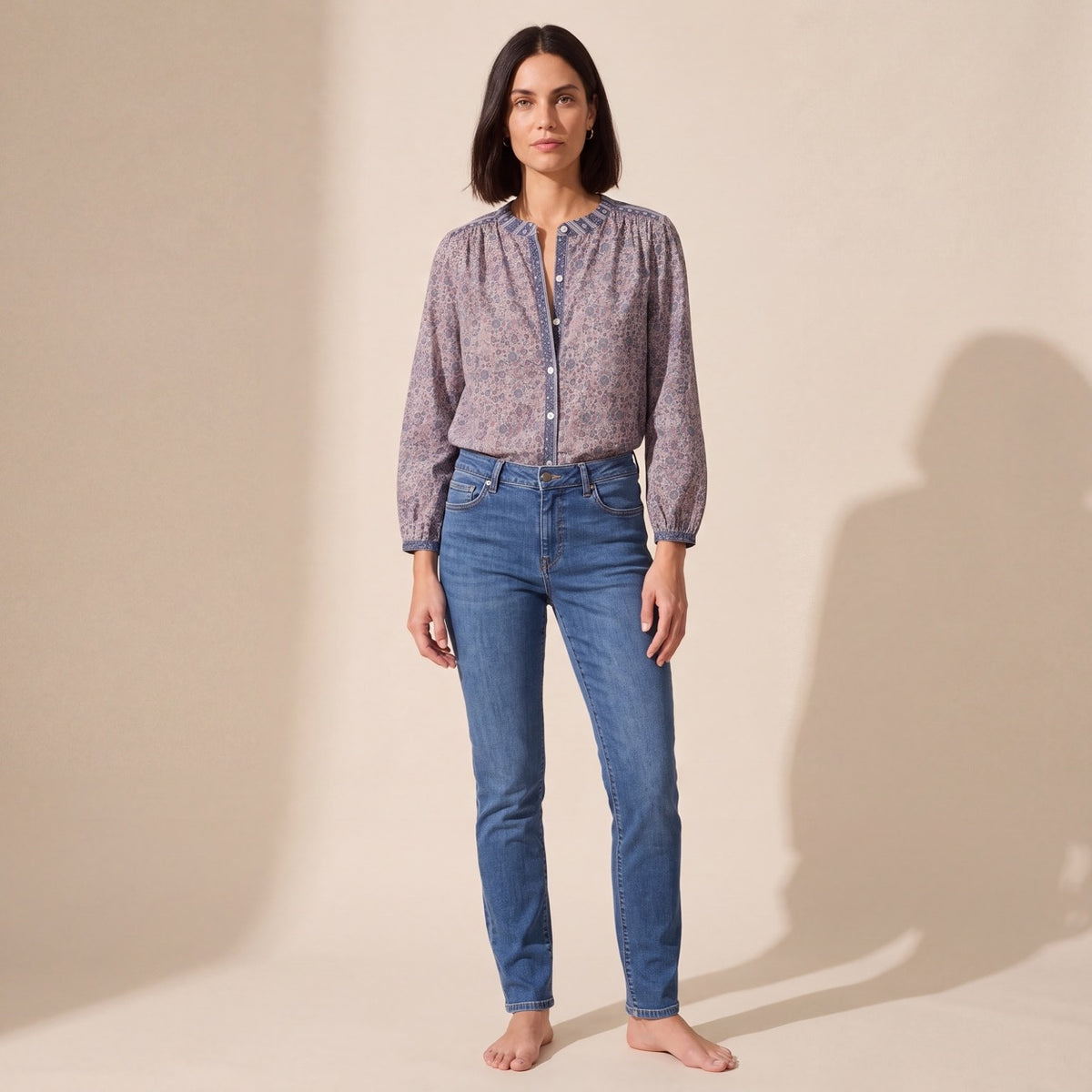 Vivian Classic Button-Through Blouse | Women's Versatile Top — Dark Bob