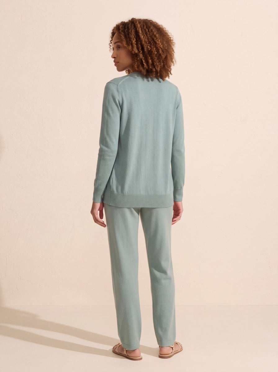 Women's Seafoam Silk Blend Cardigan – Lightweight Knit — Curly Hair