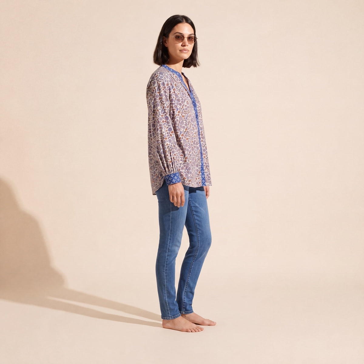 Vivian Classic Button-Through Blouse | Women's Versatile Top — Dark Bob